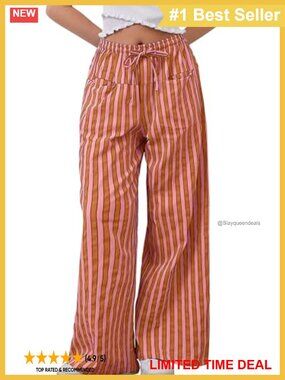 Cotton Wide Leg Drawstring Lounge Pants